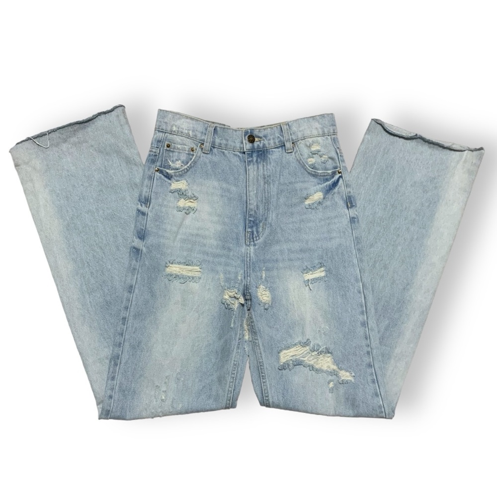 NEW Lioness Cobain Distress Wide Leg Light Wash Blue Jeans Women’s Size 4 - Picture 7 of 11